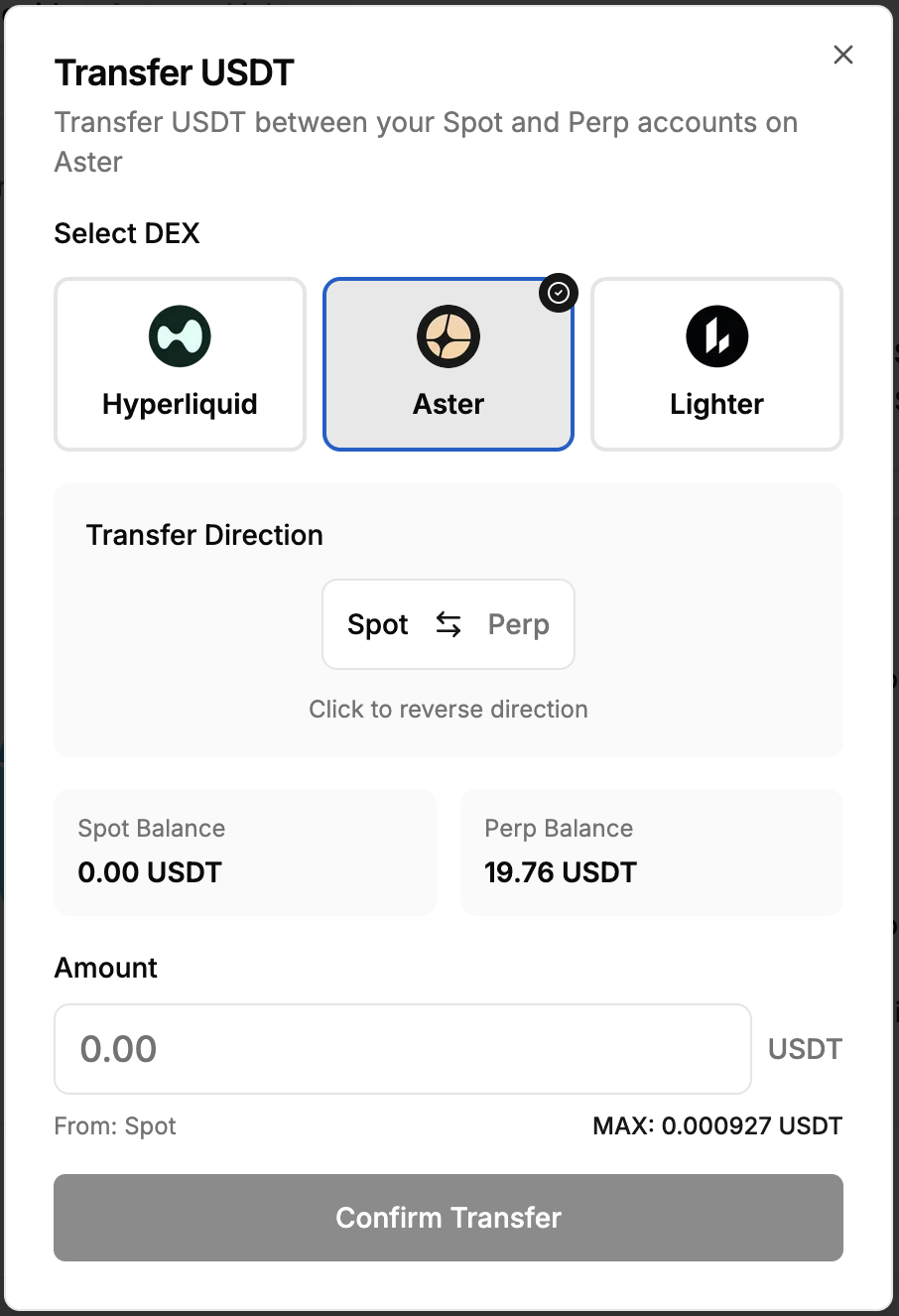 Internal Transfer on Aster