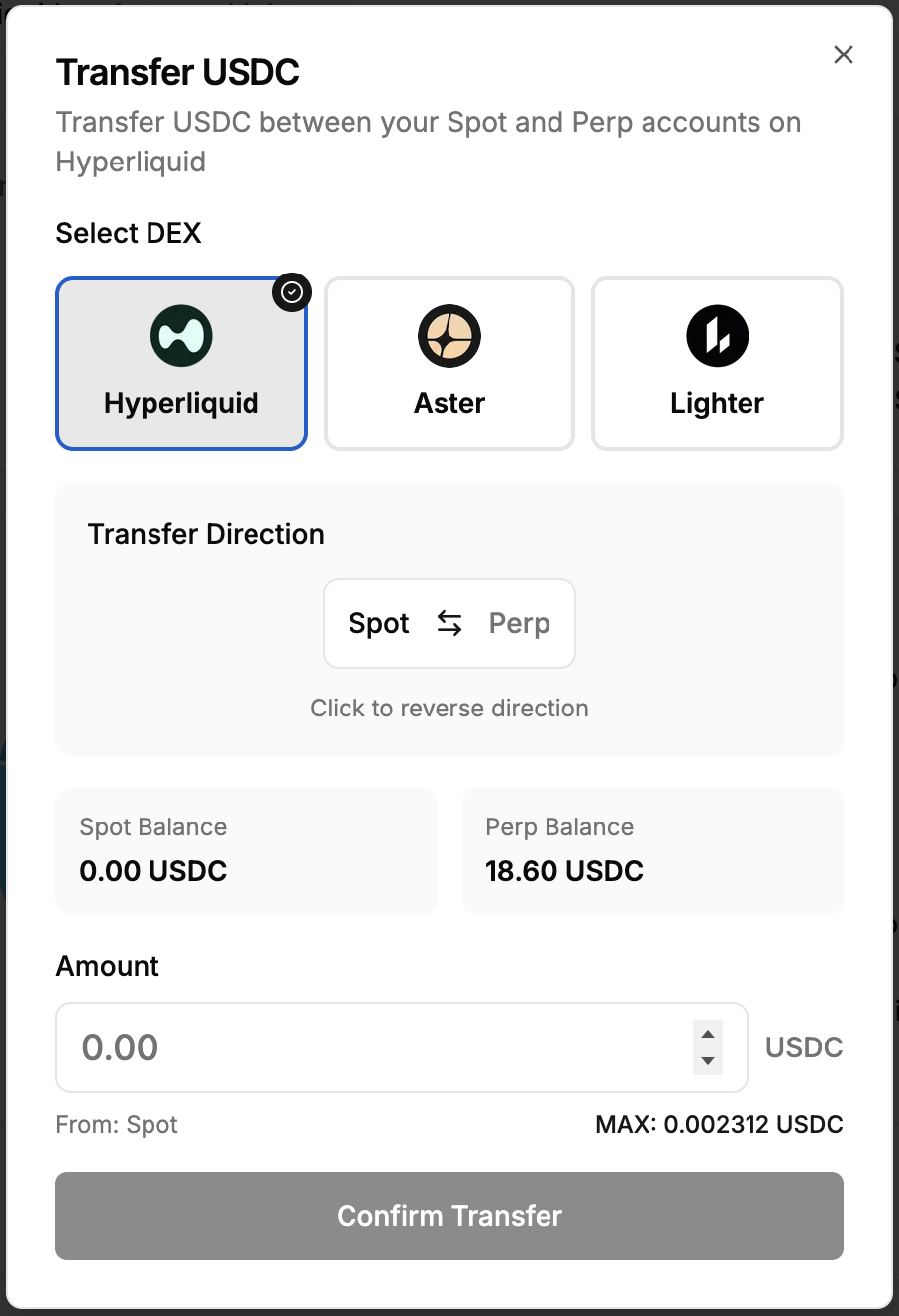 Internal Transfer on Hyperliquid