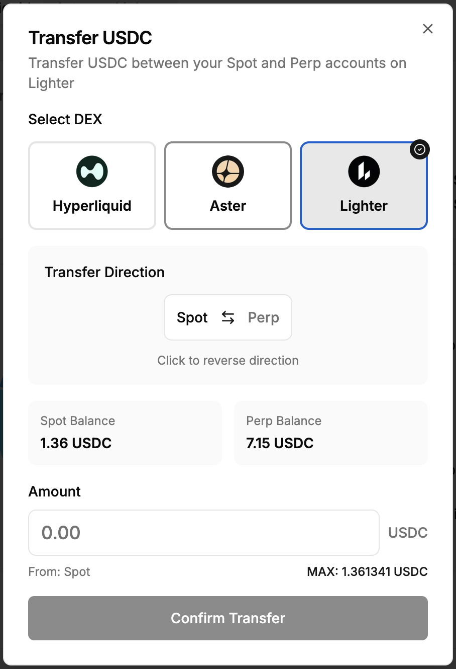 Internal Transfer on Lighter