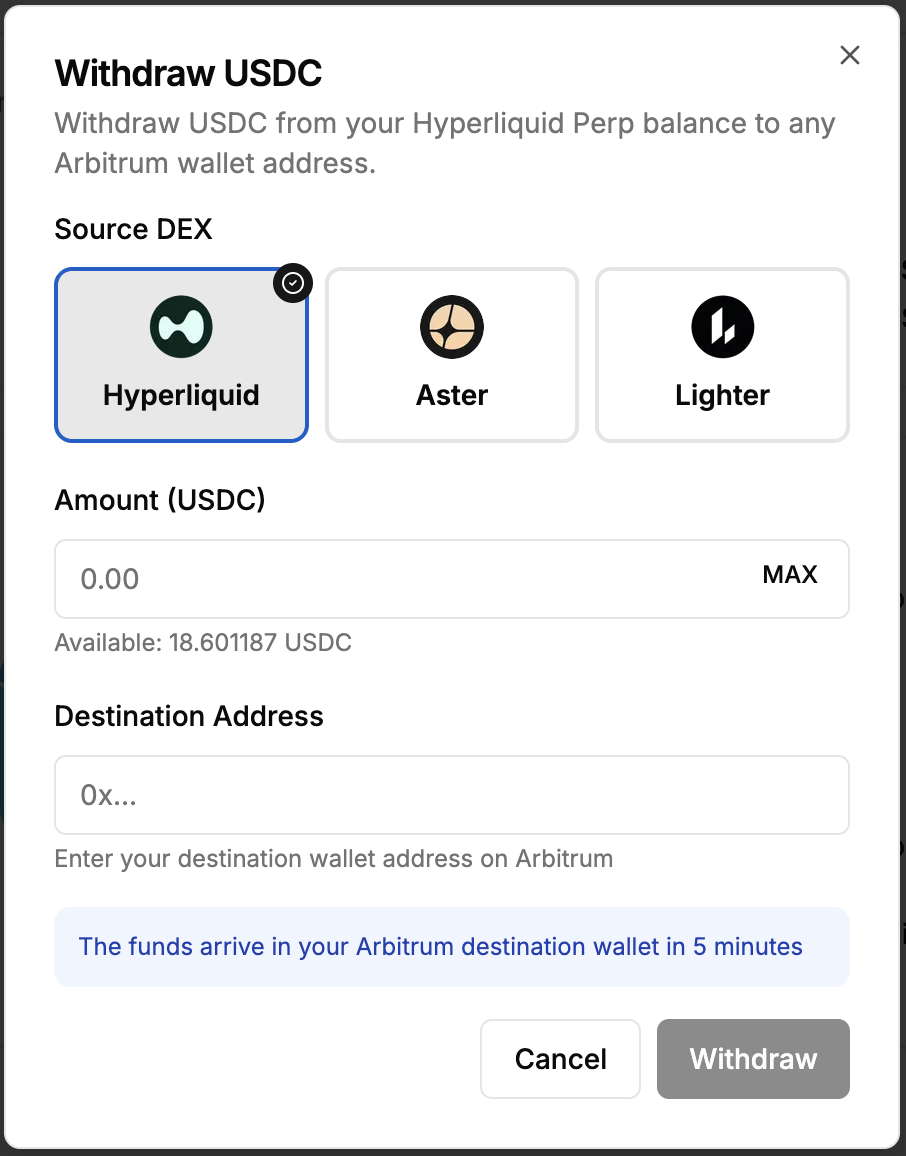 Withdraw from Hyperliquid